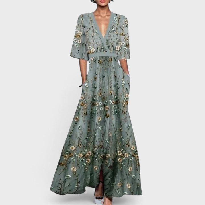 Iris - Elegant Floral Maxi Dress