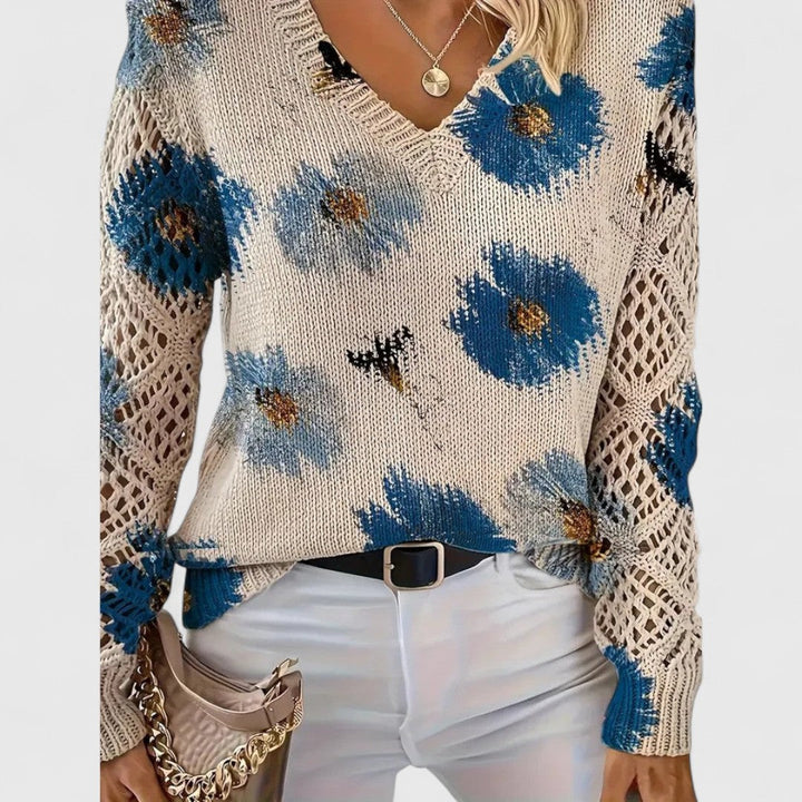Annes - Elegant sweater with floral pattern